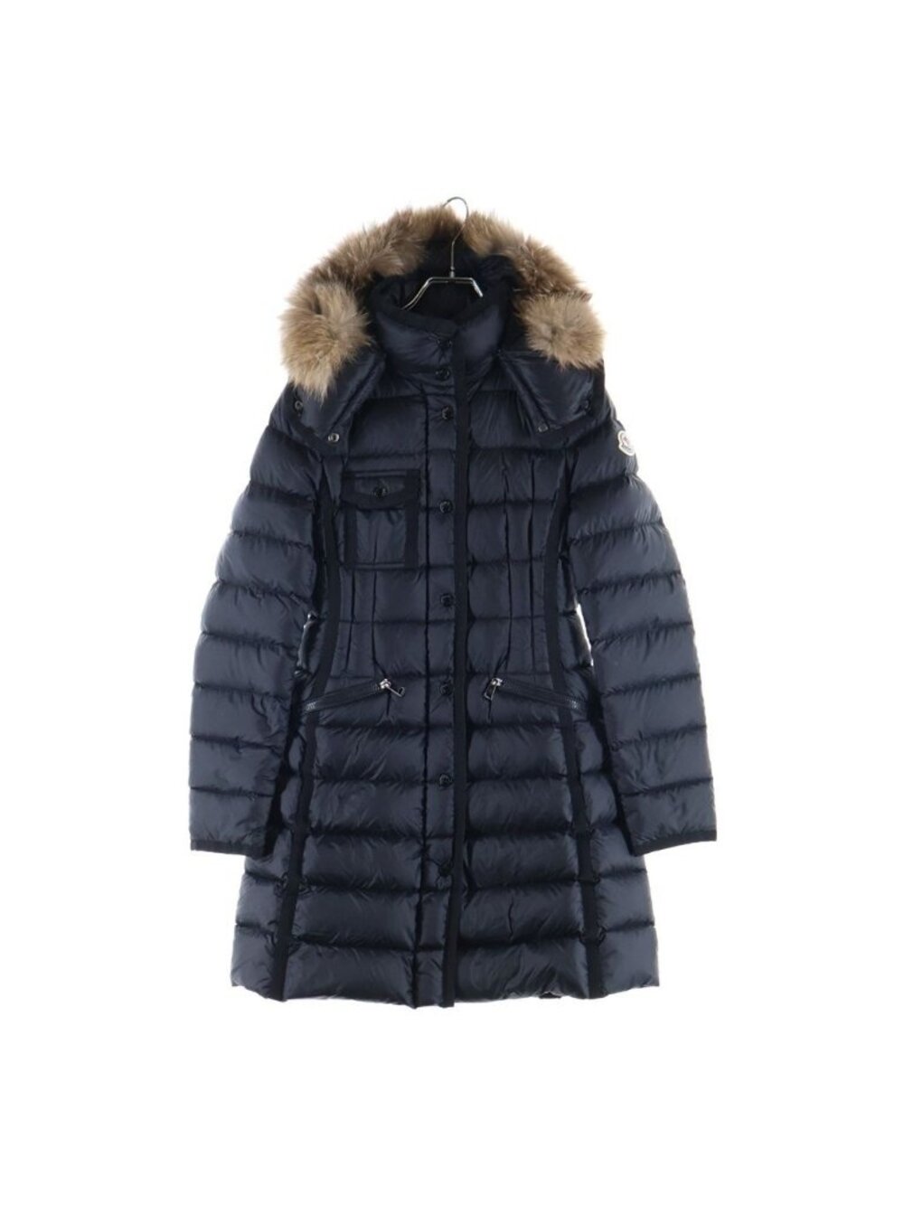 Moncler Hermifur Nylon Down Coat Black